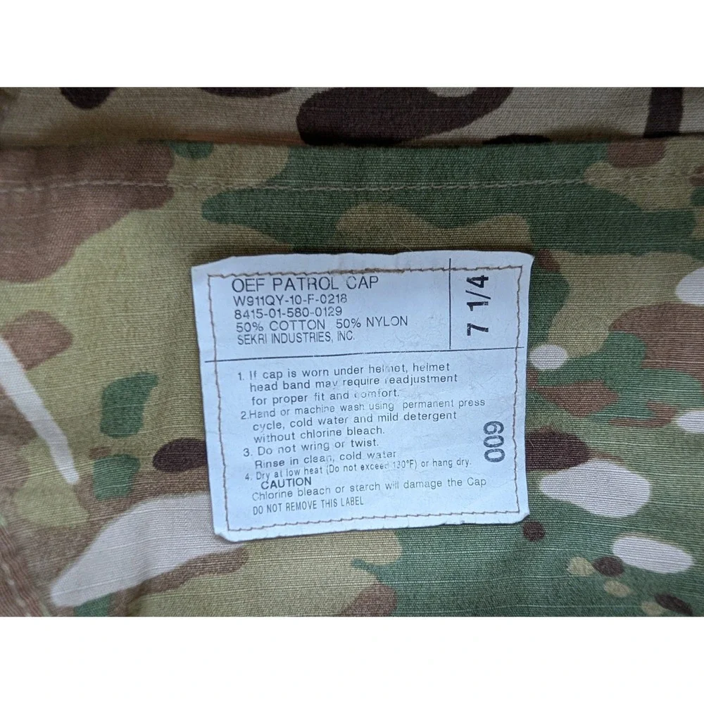Sekri Industries OEF Patrol Multicam Camo Military Hat 7 1/4 W911QY-10-F-0218